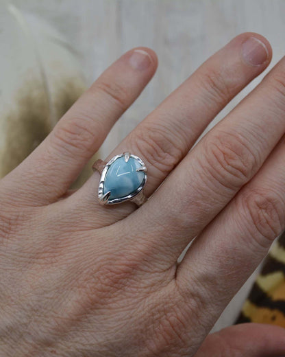 Sterling Silver Larimar Molten Ring - Made To Order