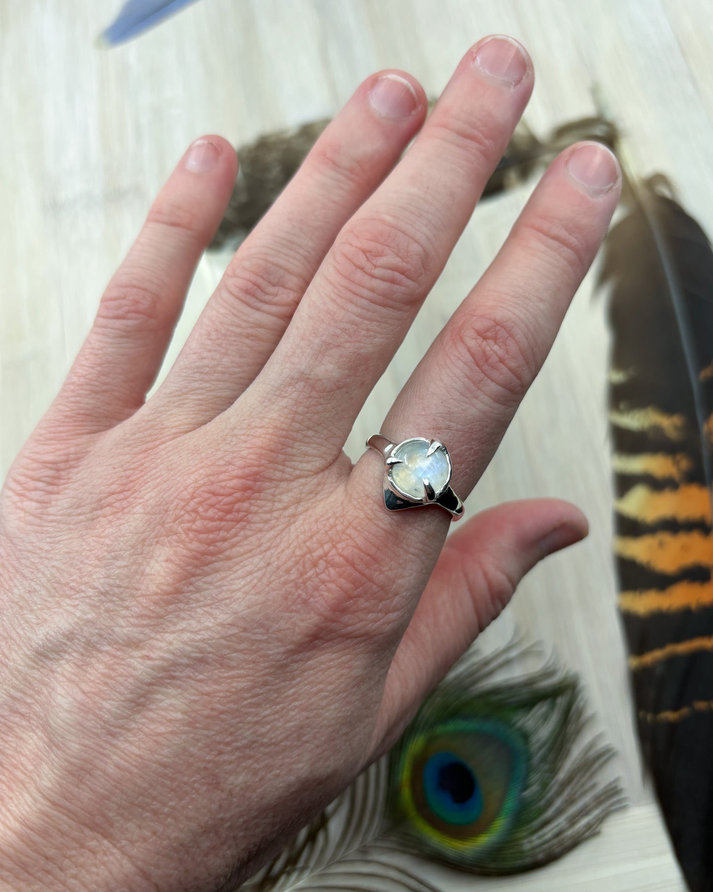 Sterling Silver Rainbow Moonstone Ring - Made To Order