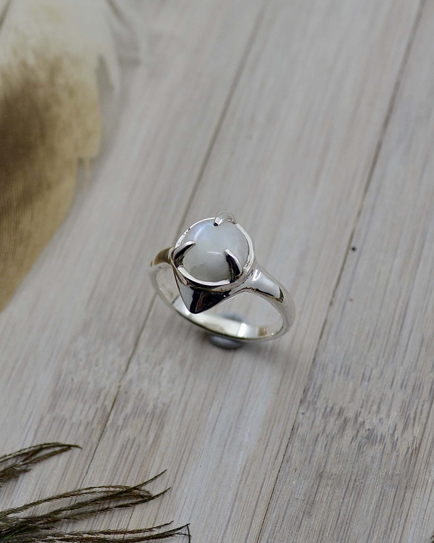 Sterling Silver Rainbow Moonstone Ring - Made To Order