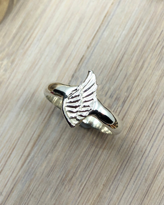 Sterling Silver Angel Wing Ring - 10 US