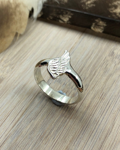 Sterling Silver Angel Wing Ring - 10 US