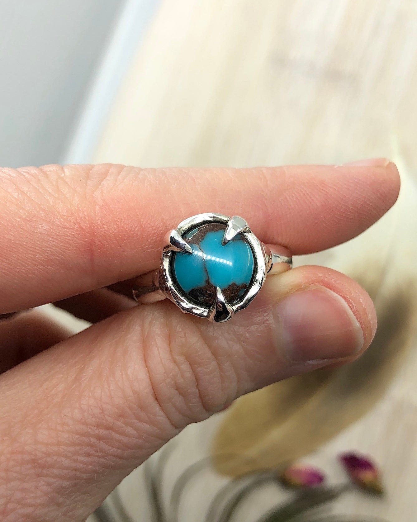 Sterling Silver Egyptian Turquoise Ring - 9 US