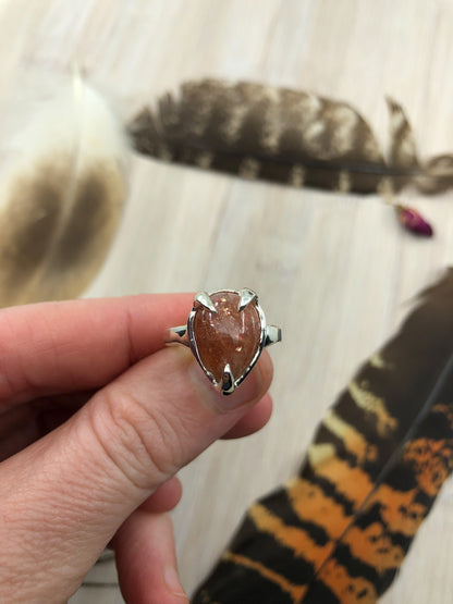 Sterling Silver Sunstone Ring - 7 US