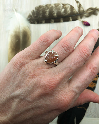 Sterling Silver Sunstone Ring - 7 US